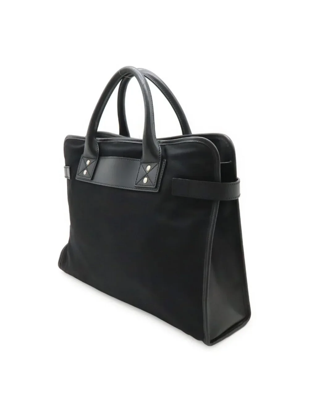 Gucci Business Briefcase Document Purse Nylon Canvas Black Silver - Picture 2 of 9